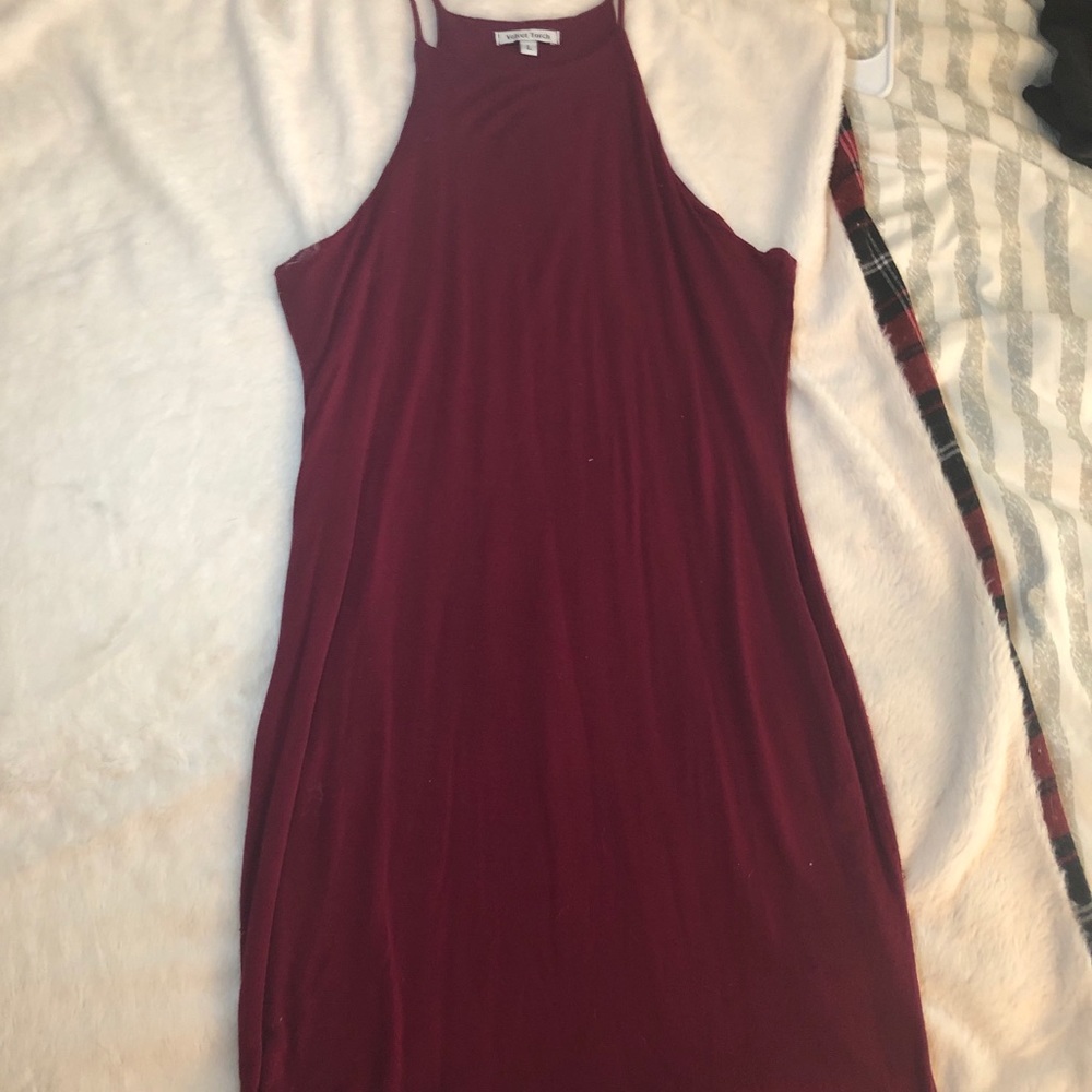 maroon body conforming dress